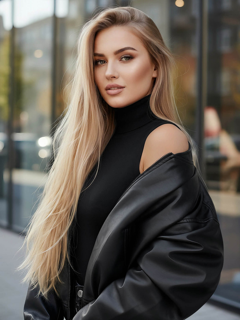 Dámska Kožená Bunda Čierna OZONEE JS/11Z8281