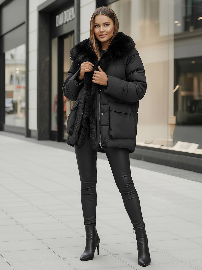 Dámska bunda čierna OZONEE JS/16M9185/392Z