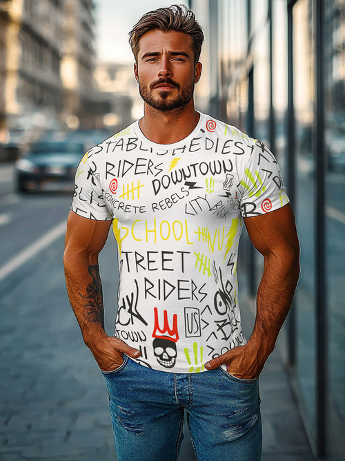 Pánske Tričko Biele OZONEE JS/8T1212/1Z