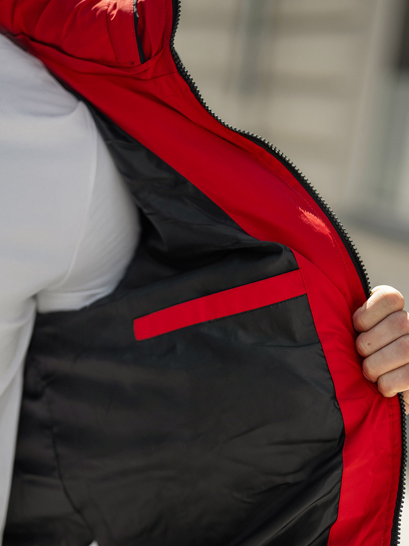 Pánska Zimná Bunda Čierno-Červená OZONEE JS/31M5083/270