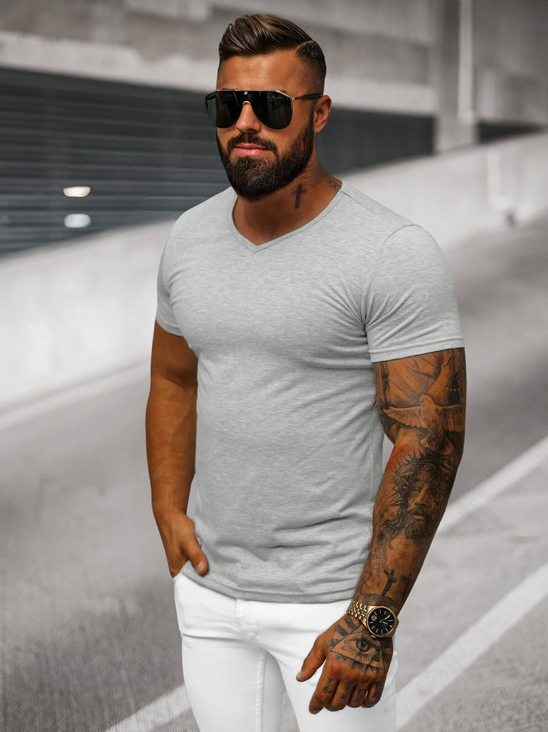 Pánske Tričko Sivé OZONEE JS/712007Z