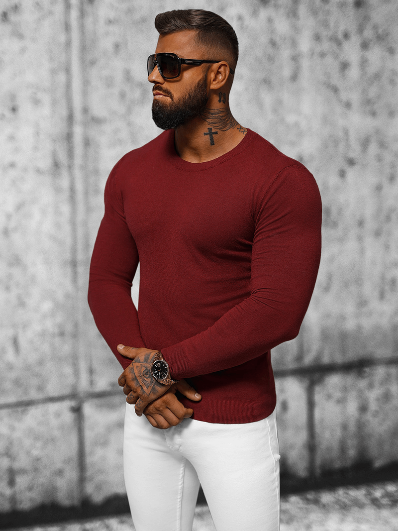 Pánsky Sveter Tmavo Bordový OZONEE NB/MMB602/7Z