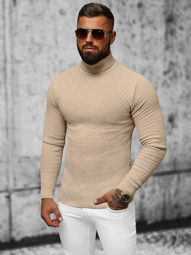 Pánsky sveter béžový OZONEE L/1596Z