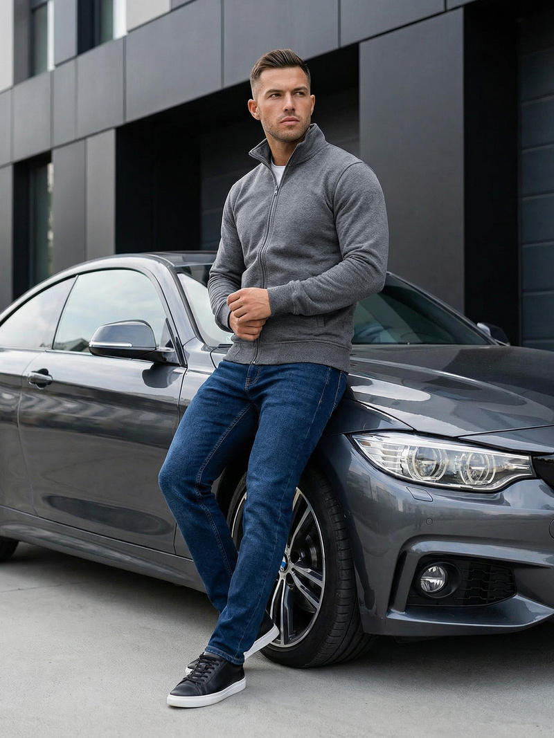 Pánska Mikina Tmavo-Sivá OZONEE JS/2002Z