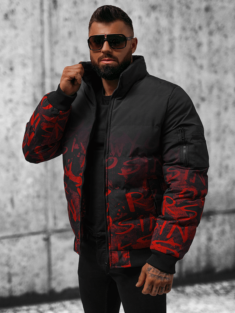 Pánska Bunda Čierno-Červená OZONEE JS/27M8102