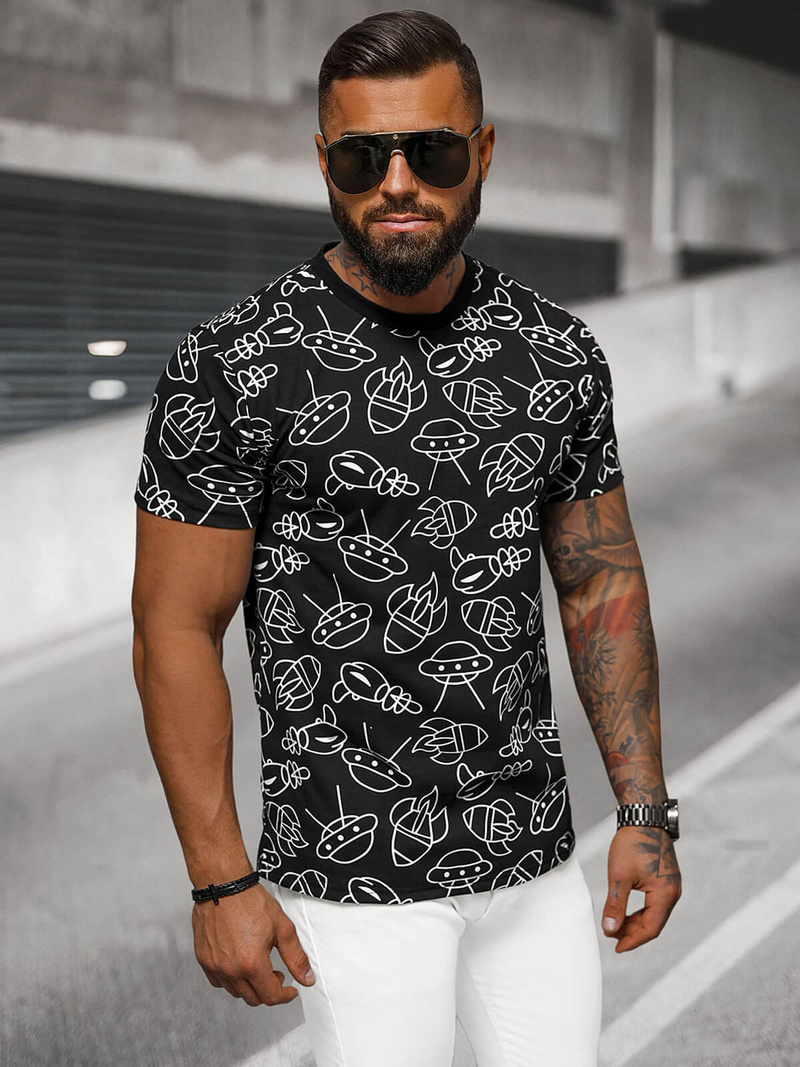 Pánske Tričko Čierne OZONEE JS/8T1197/3