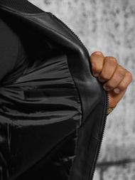 Pánska Koženková Bunda Čierna OZONEE JS/11Z8105