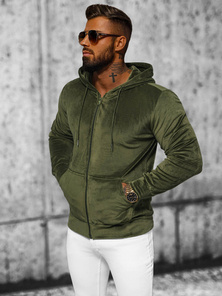 Pánska Velúrová Mikina Khaki OZONEE JS/8B1168/29