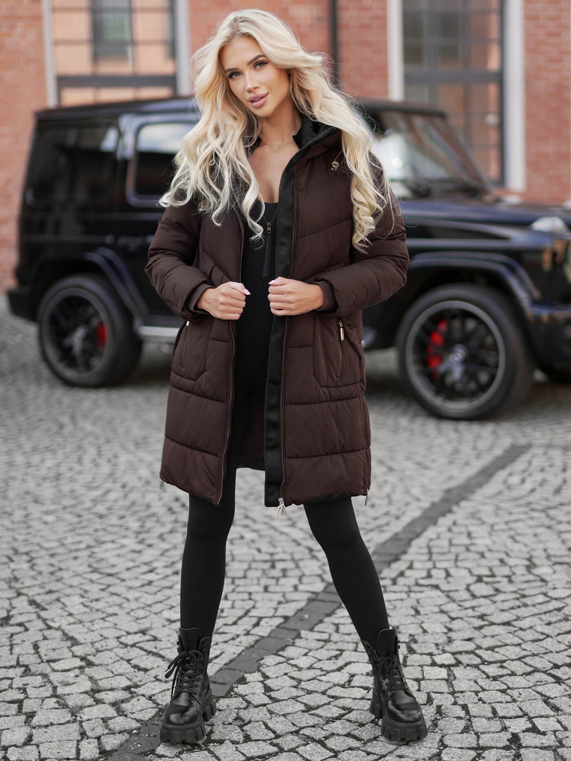 Dámska Zimná Bunda Čokoláda OZONEE JS/16M9302/158Z