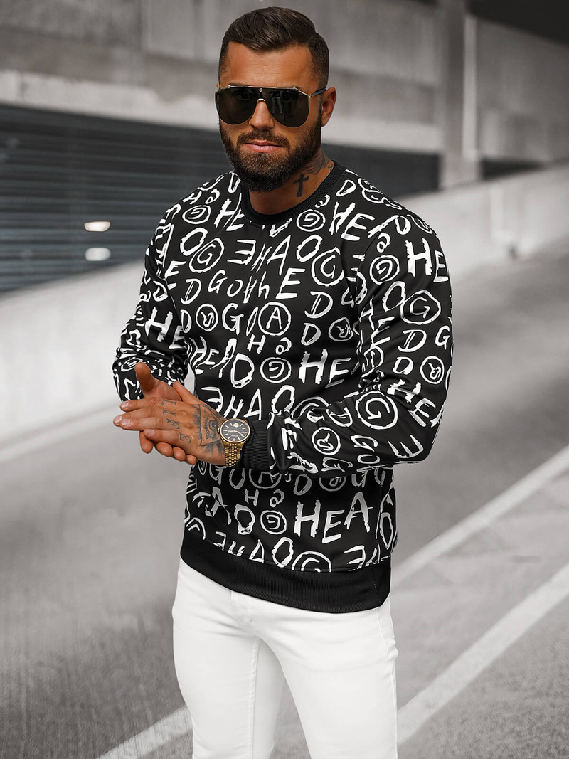 Pánska Mikina Čierna OZONEE JS/8B1221/3