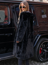 Dámska kožušinová zimná bunda čierna OZONEE JS/11Z8250