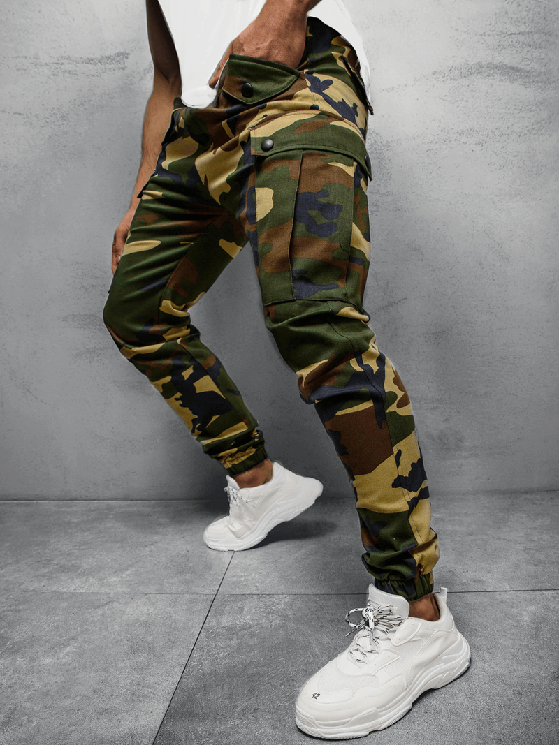 Pánske jogger nohavice Maskáčové-Zelené OZONEE A/1005