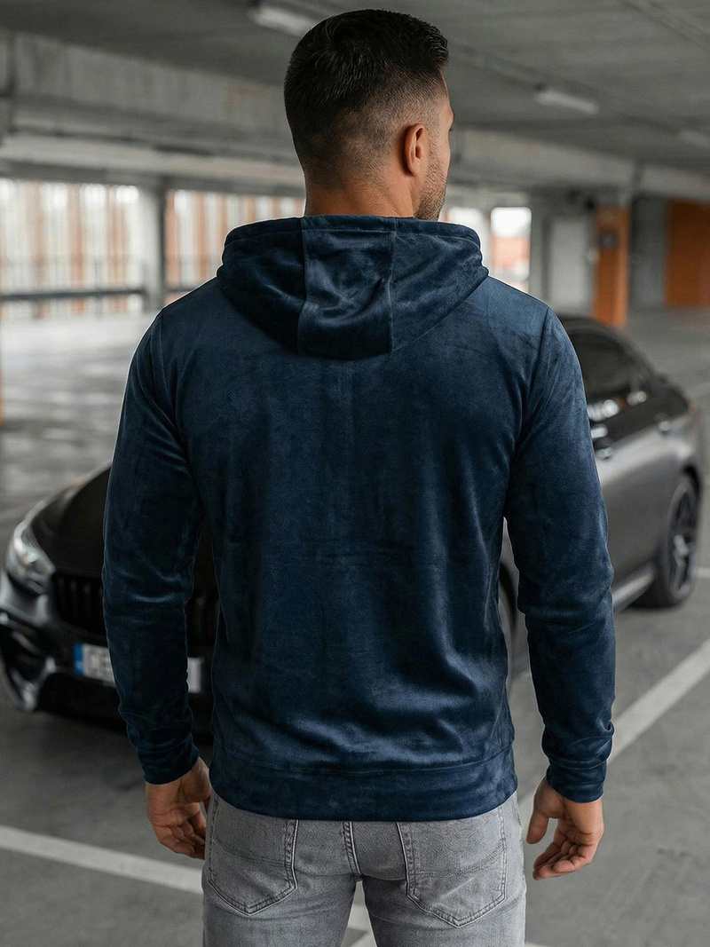 Pánska Velúrová Mikina Námornícka Modrá OZONEE JS/8B1168/25Z