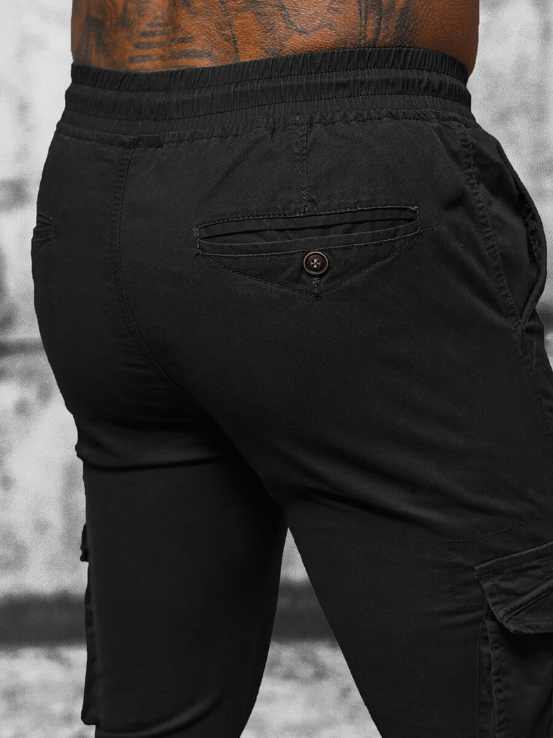 Pánske Chino Jogger Nohavice Čierne OZONEE NB/MP0201N