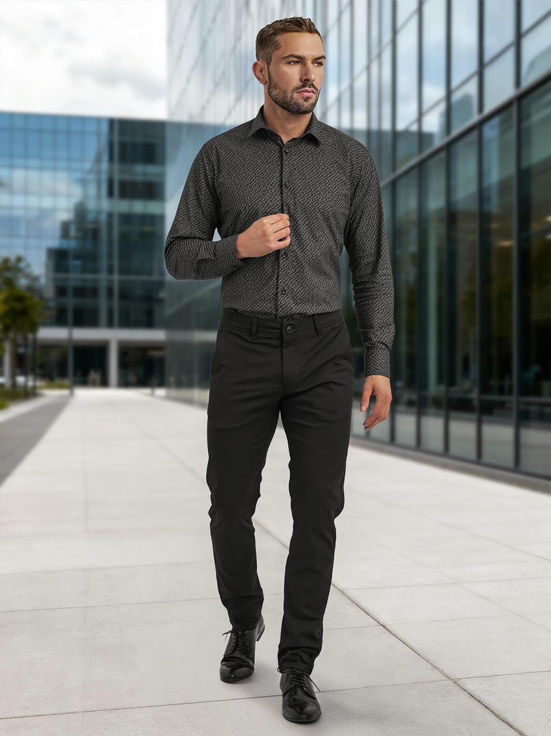 Pánska Košeľa Crna OZONEE V/V184