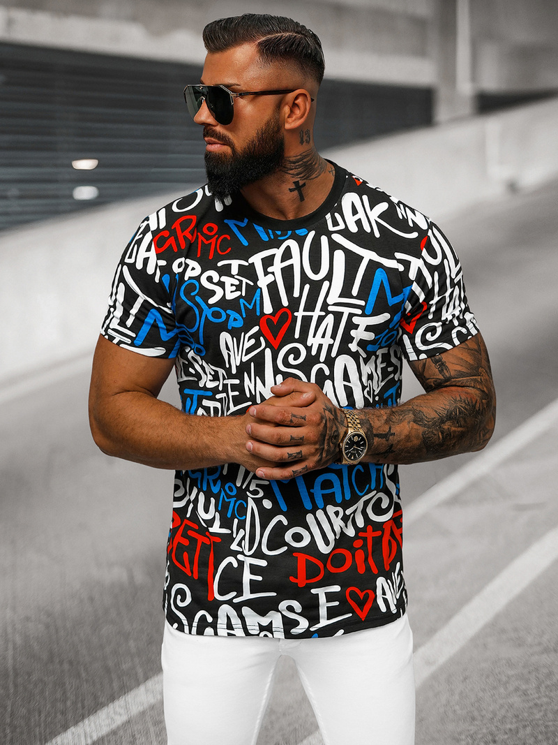 Pánske Tričko Čierne OZONEE O/T1271/3