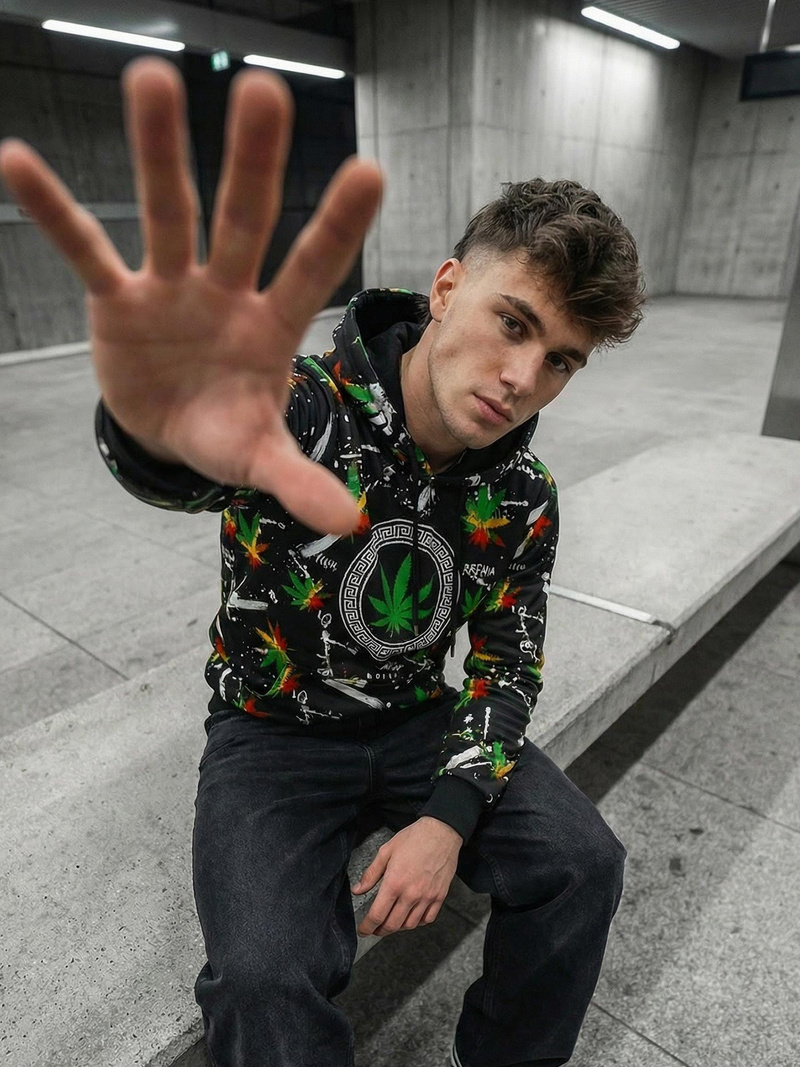 Pánska Mikina Čierna OZONEE O/B269Z