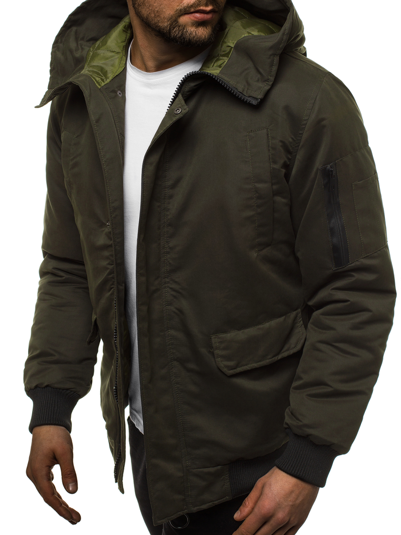 Pánska Bunda Tmavo-Zelená OZONEE JS/2019005