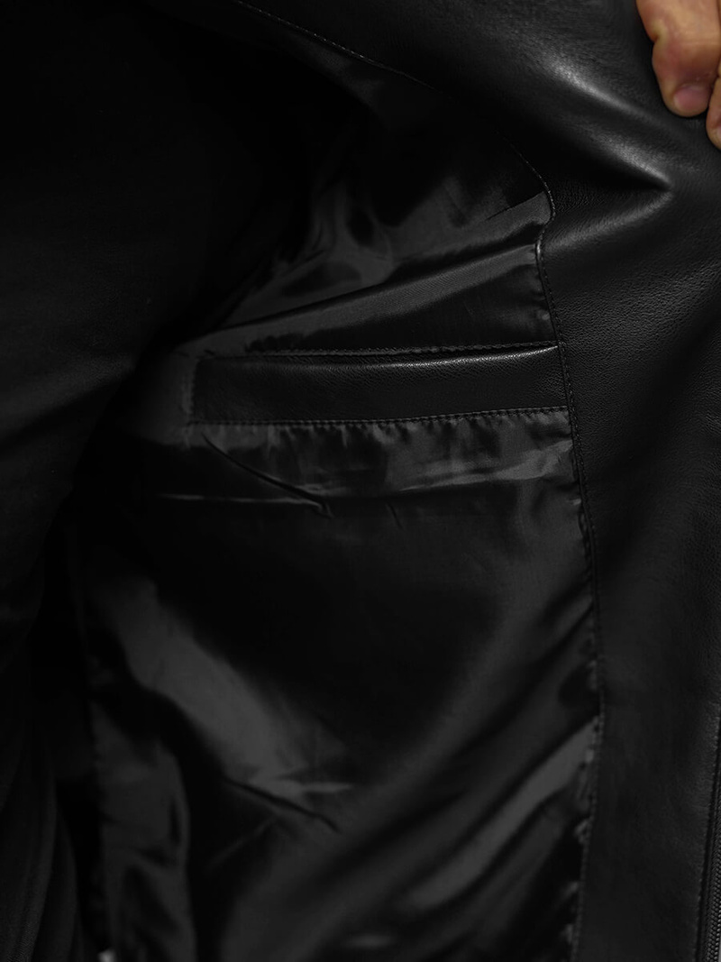 Pánska Koženková Bunda Čierna OZONEE JS/11Z8015