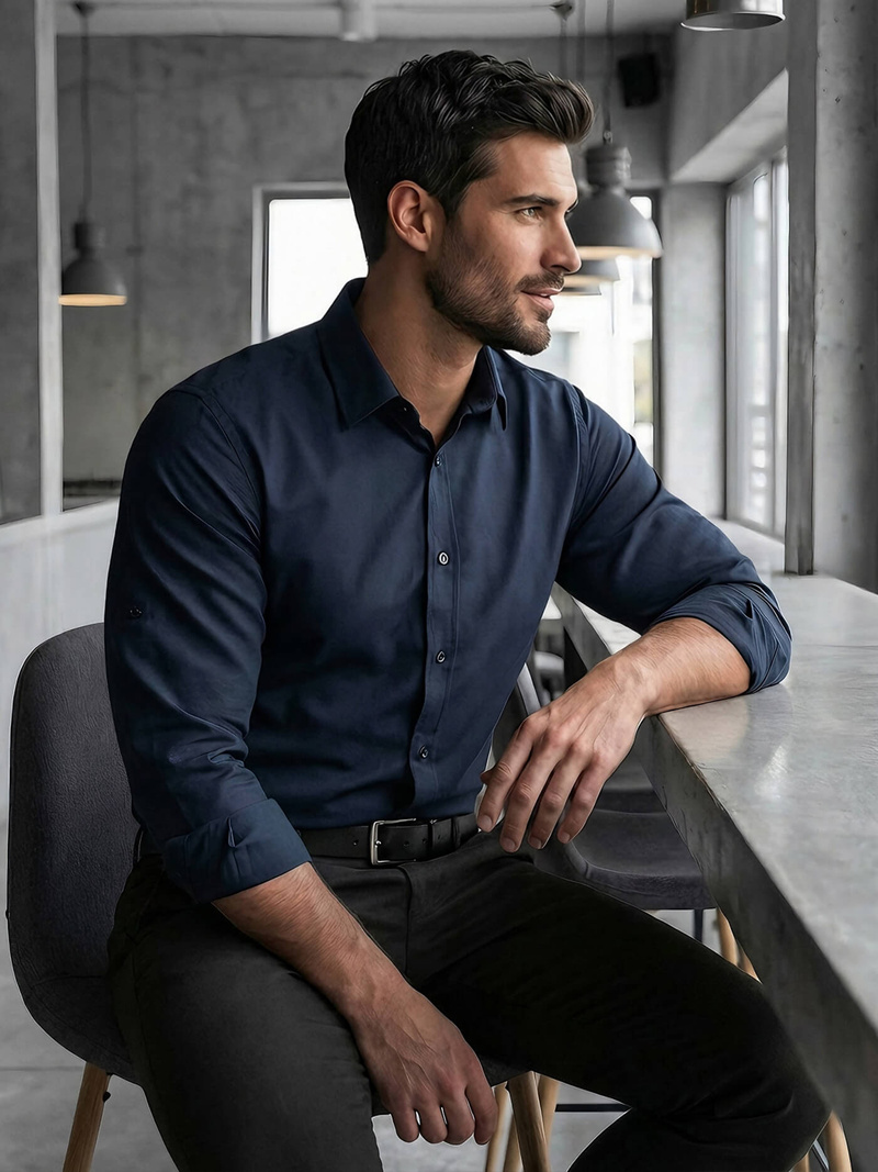 Pánska Košeľa Námornícka Modré OZONEE V/V188Z