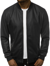 Pánska koženková bunda Čierna OZONEE N/6121