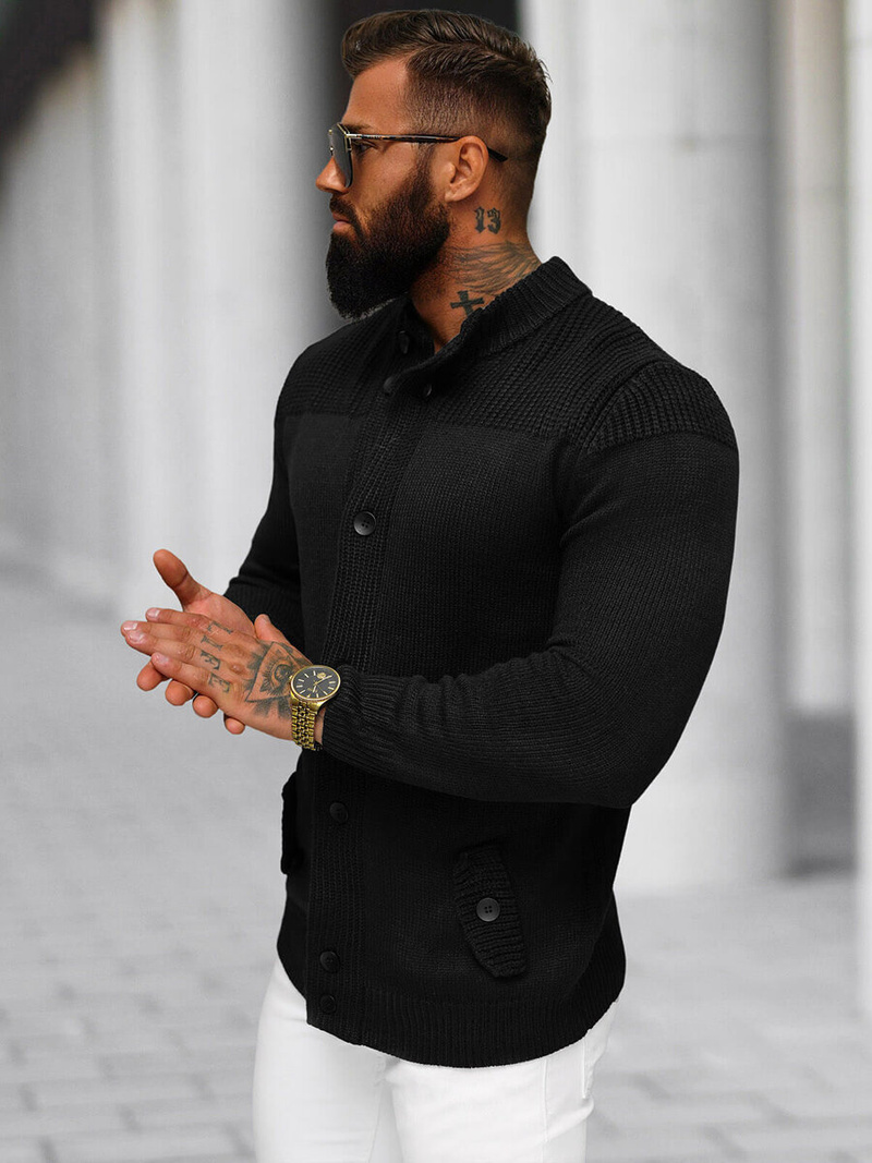 Pánsky Sveter Čierny OZONEE NB/MM6011/4Z