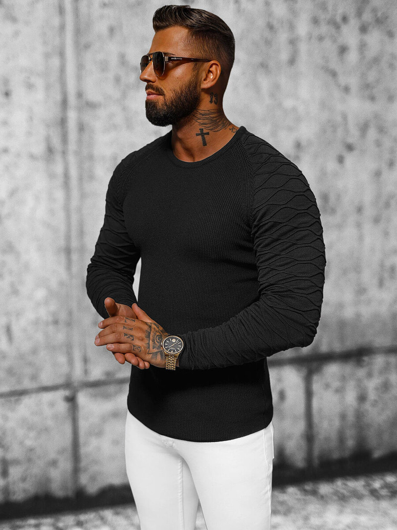 Pánsky Sveter Čierny OZONEE L/2486Z