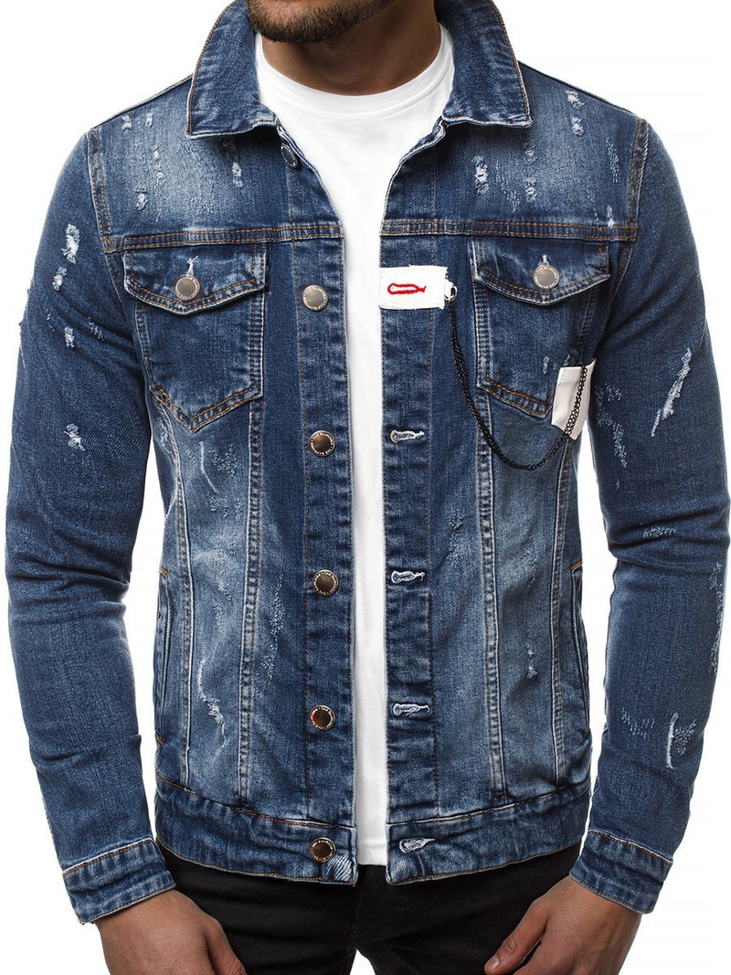 Pánska Riflová bunda tmave Modrá OZONEE G/600