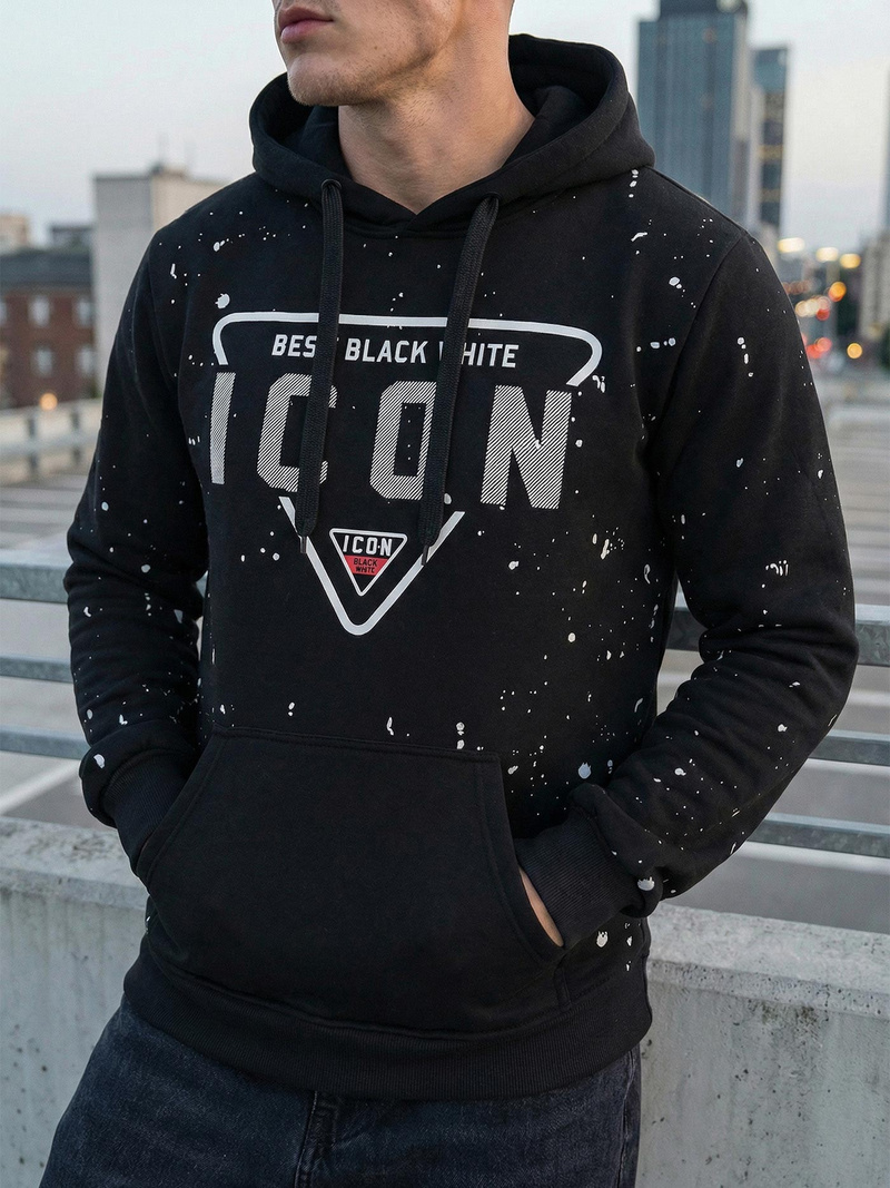 Pánska Mikina Čierna OZONEE JS/8B1737/3Z