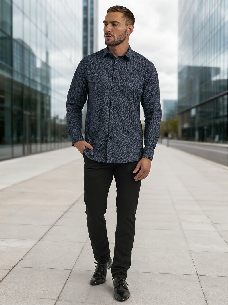 Pánska Košeľa Námornícka Modré OZONEE V/V186