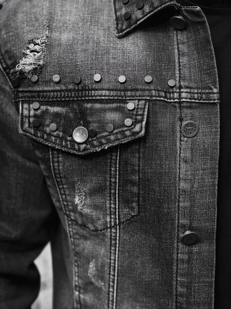 Pánska Riflová Bunda Čierna OZONEE NB/MJ504NZ