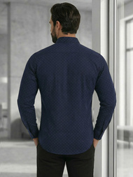 Pánska Košeľa Námornícka Modré OZONEE V/V183Z