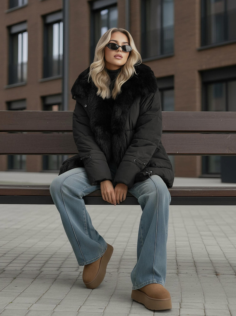 Dámska bunda čierna OZONEE JS/16M9185/392