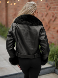 Dámska kožená bunda čierna OZONEE JS/61M8511/392A