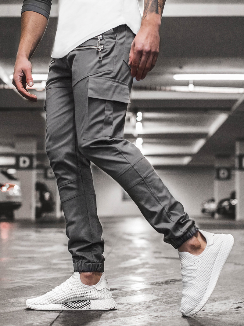 Pánske jogger nohavice grafitové OZONEE ZAZ/191376