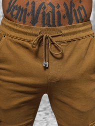 Pánske chino jogger nohavice tmavý camel OZONEE NB/MP0105KSZ