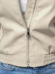 Dámska Kožená Bunda Béžová OZONEE O/G116