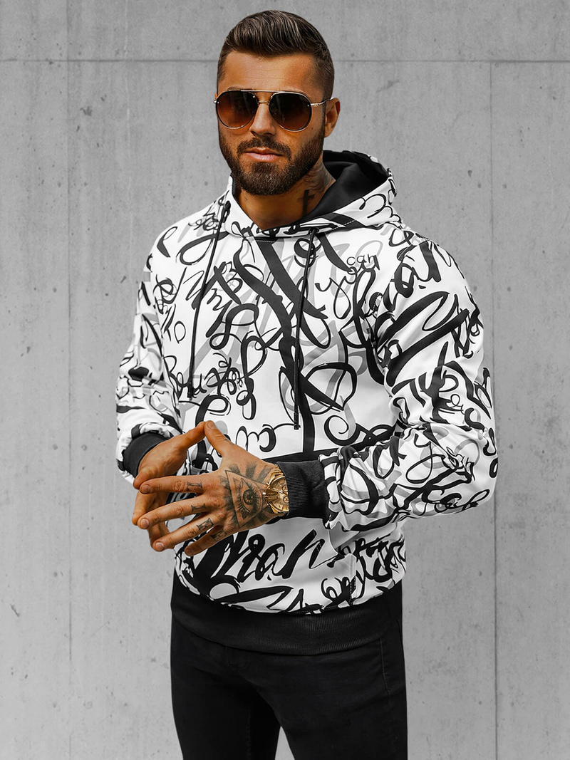 Pánska Mikina Biela OZONEE JS/8B1153/1