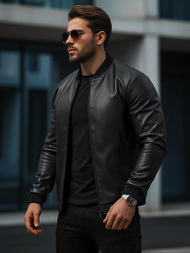 Pánska Koženková Bunda Čierna OZONEE JS/11Z8015Z