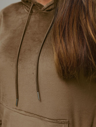 Dámska Velúrová Tepláková Súprava Svetlo Hnedý OZONEE O/8C1175/162Z