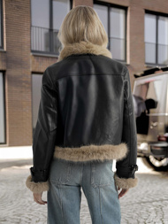 Dámska kožená bunda čierna OZONEE JS/61M8517/392