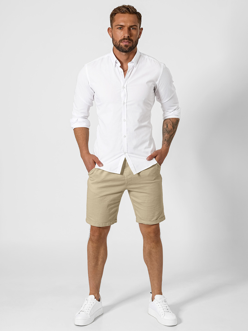 Pánske chino kraťasy béžové OZONEE TMK/DC809/5Z