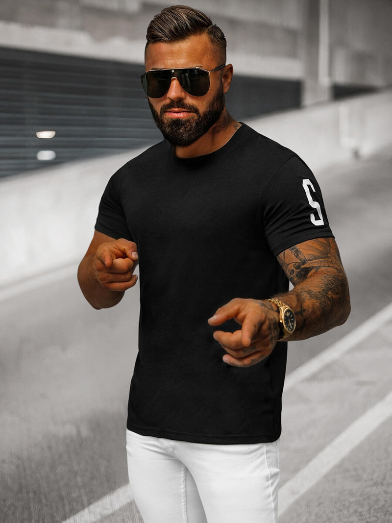 Pánske Tričko Čierne OZONEE O/8T1260/3