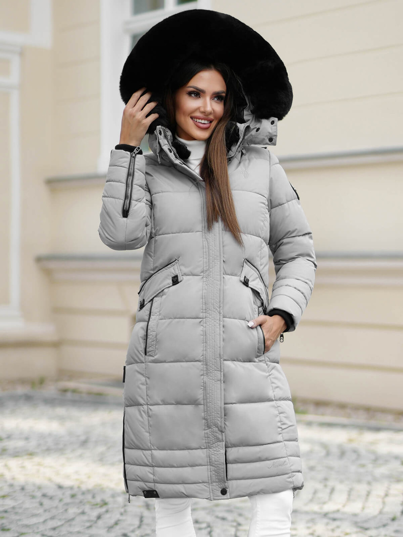 Dámska bunda sivé OZONEE O/W377Z