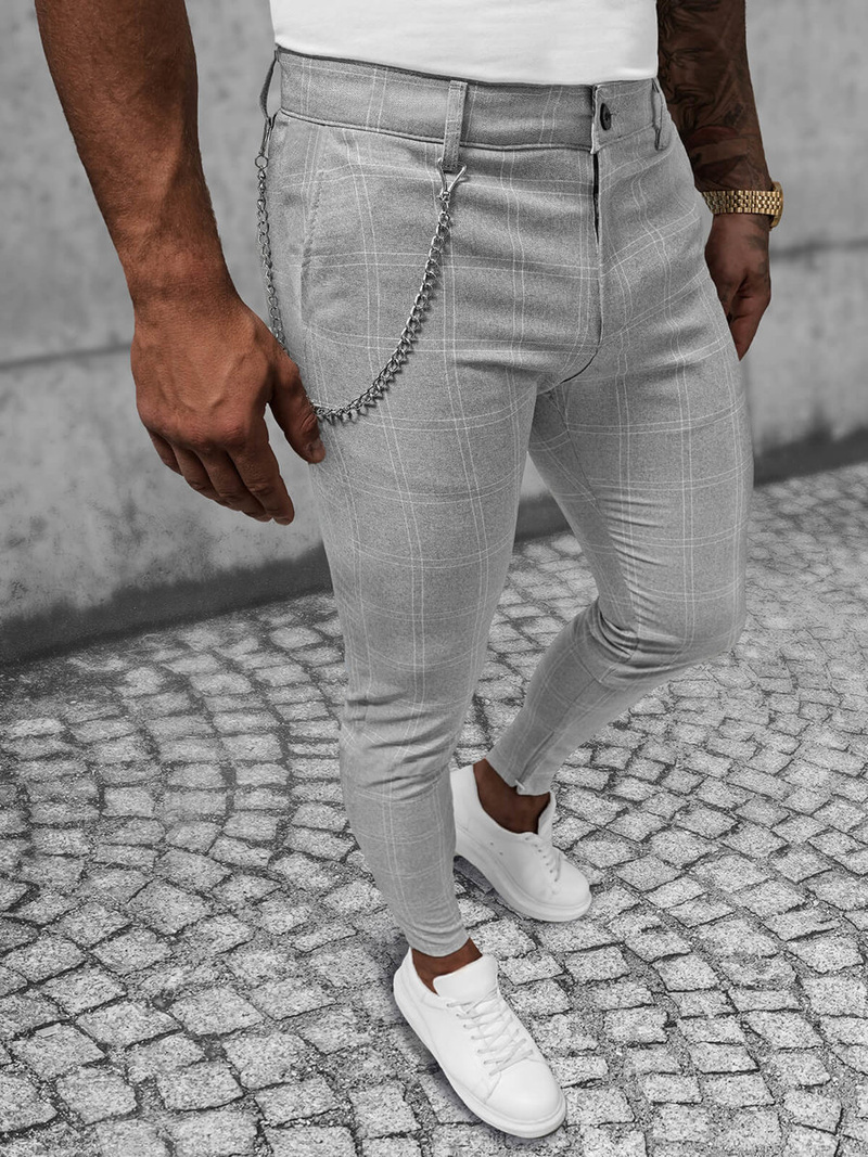 Pánske Chino Nohavice Sivé OZONEE DJ/550176