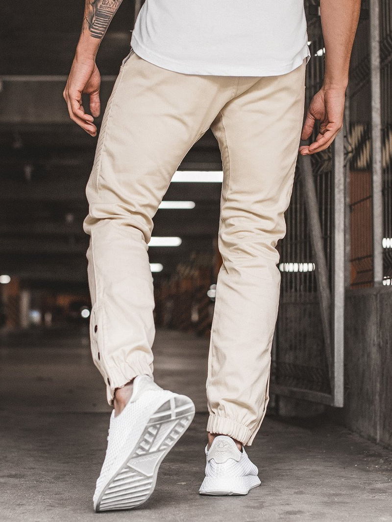 Pánske chino jogger nohavice béžové OZONEE A/0952