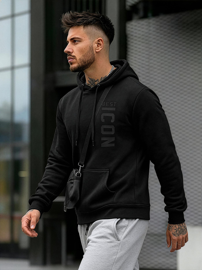 Pánska Mikina Čierna OZONEE JS/8B1973/3