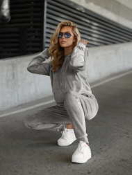 Dámska Velúrová Tepláková Súprava Šedá OZONEE JS/8C1301/2