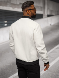 Pánska Koženková Bunda Biela OZONEE O/88120