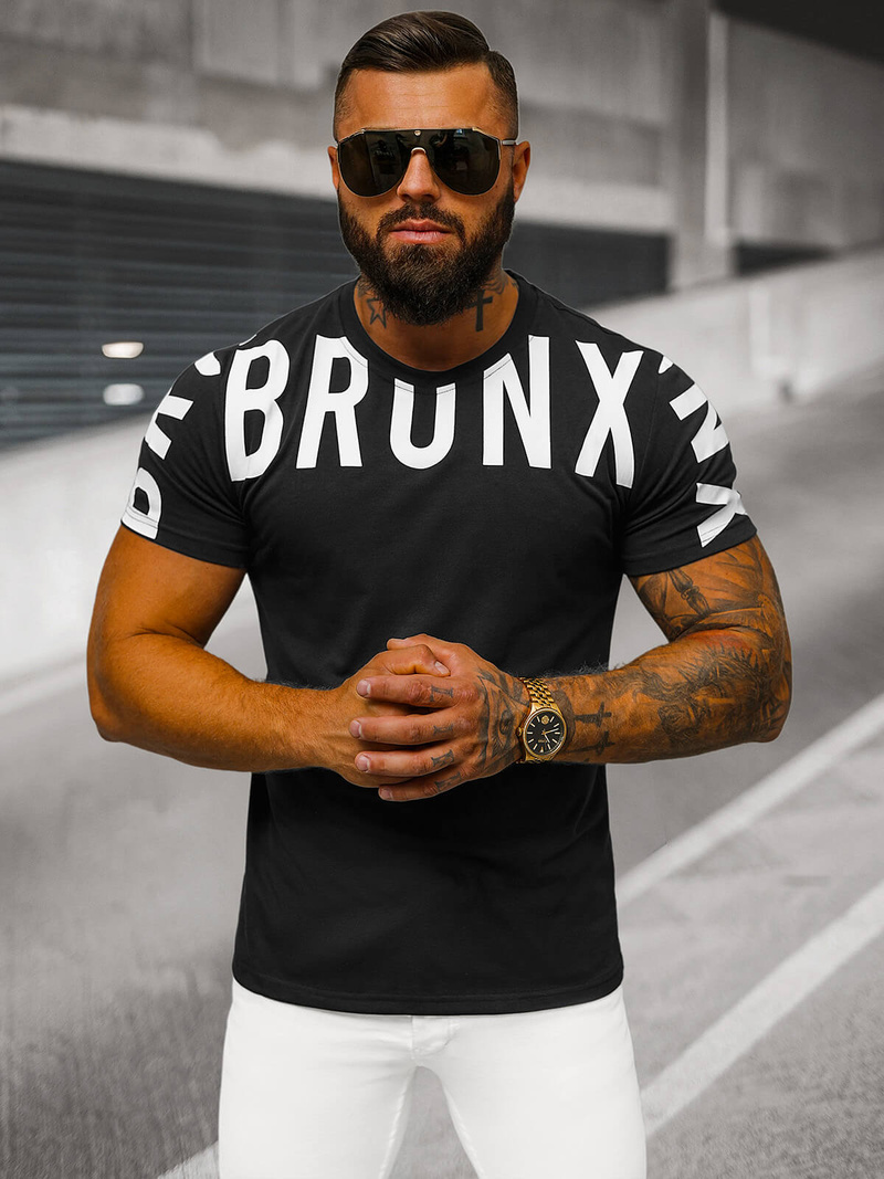 Pánske Tričko Čierne OZONEE O/8T1265/3